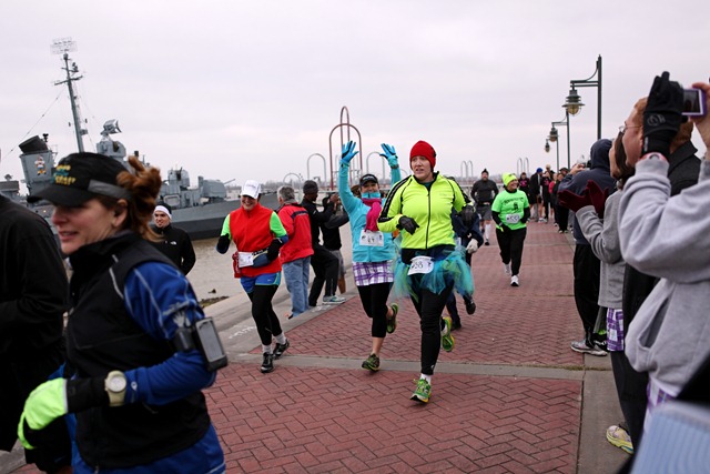Photos of the Girls on the Geaux running the Mississippi River levee during the Rouge-Orleans ultramarathon relay on Feb. 11-12, 2012.