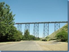 1641 Alberta Lethbridge - train on High Level Bridge from  Indian Battle Park