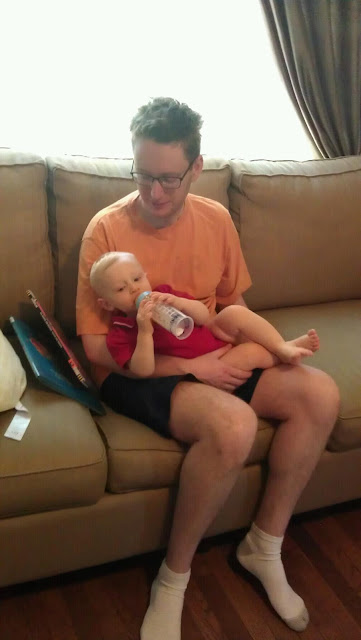 Matt's first time feeding Charlie a bottle