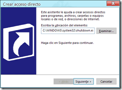 Cancelar apagado mediante Acceso directo