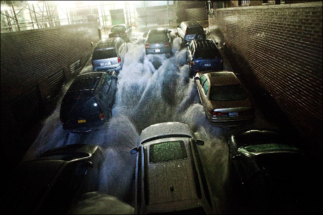 Flood waters from Hurricane Sandy rush into a parking garage in New York City, 30 October 2012. Photo: via excitingnewsfromaroundtheworld.blogspot.com