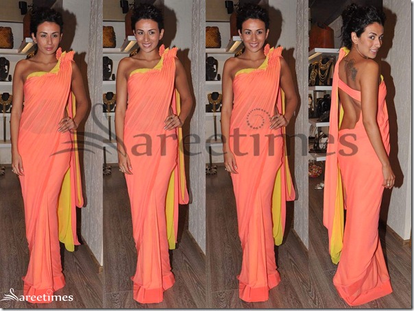 Orange_Designer_Georgette_Saree