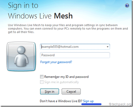 windows live mesh start up screen wlm 2011 setting