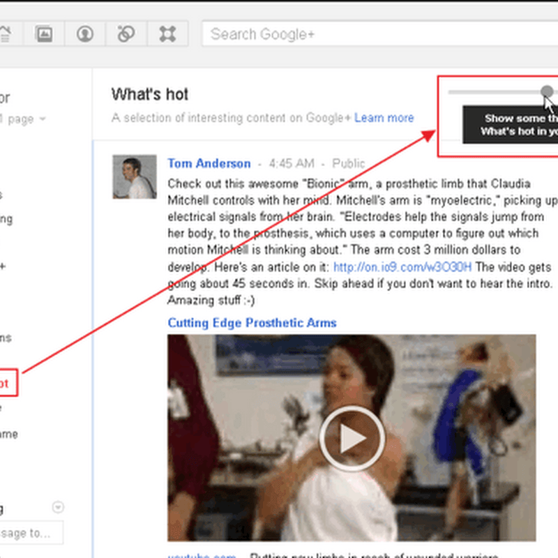 Google+ 讓訊息質量提昇，手動控管熱門訊息播送的頻率