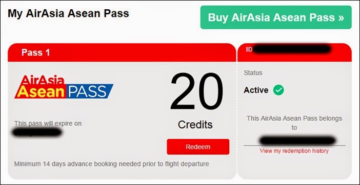 Redeeming an AirAsia Asean Pass