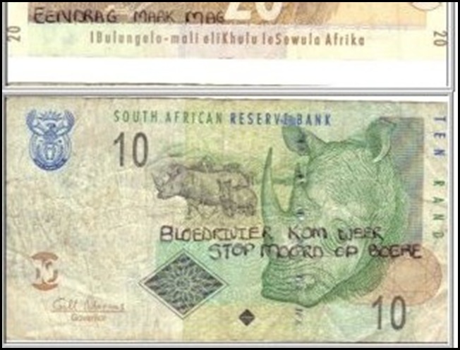 KOMMANDO RUSTENBURG DO NOT WRITE ON THE RHINO MONEY