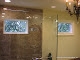Leaded, diamonds with beveling in bath window.