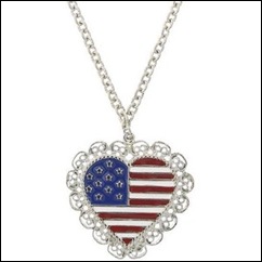 Patriotic Colored Gemstone Heart Jewelry