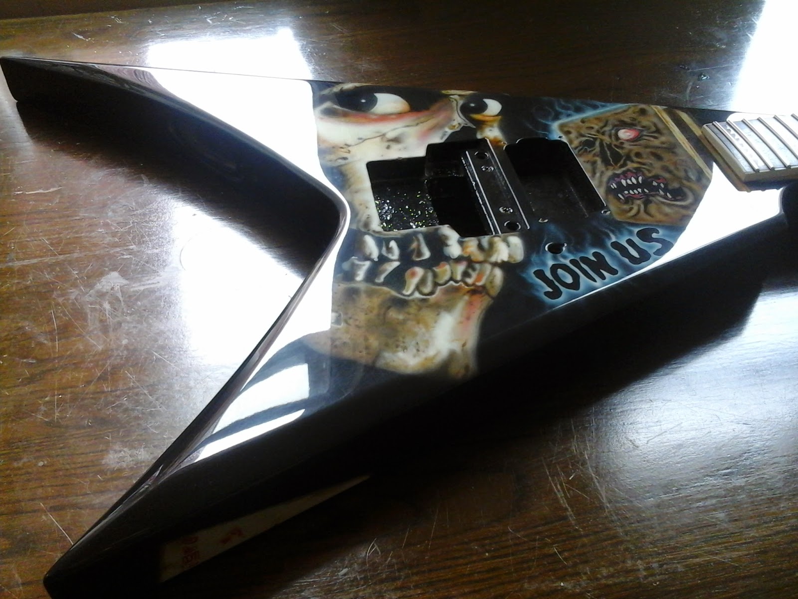 Robin Clement Custom painted Evil Dead guitar