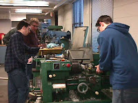 A student on the lathe
