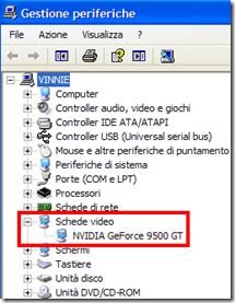 Gestione periferiche Windows Scheda Video