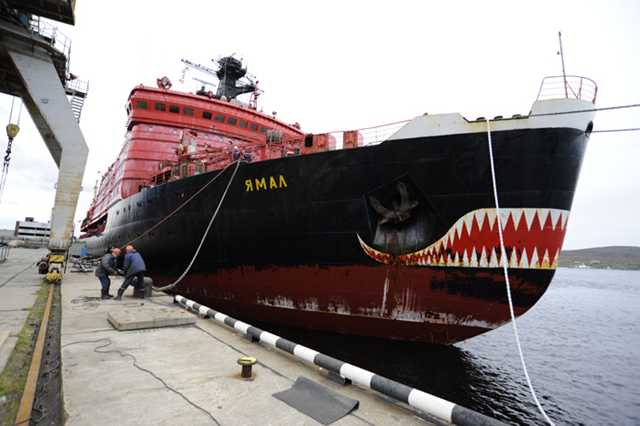 Nuclear ice-breaker 'Yamal' was sent to evacuate the Russian North Pole 40 (SP-40) research station drifting on an ice floe near Canada on 31 May 2013. There are fears the situation could become an emergency amid rapidly declining Arctic ice coverage. Photo: Sergey Eshenko / RIA Novosti
