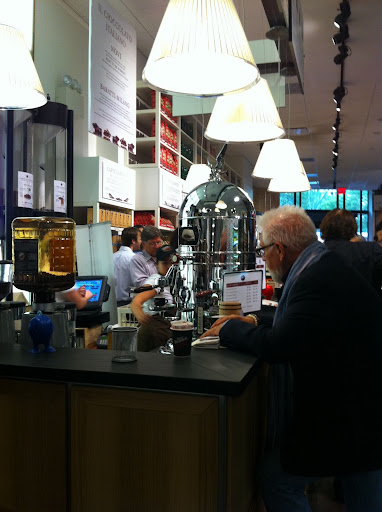 The scene at the espresso bar . . .