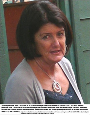 Cockcroft Dian principal attacked beaten StFrnacis College KemptonParkAug2011