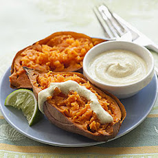 Baked Sweet Potato with Curried Yogurt Dressing