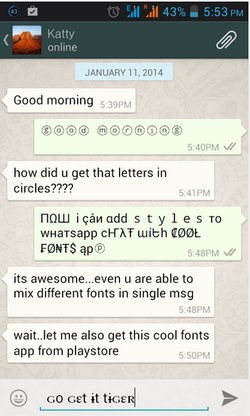 write whatsapp messages using cool funky fonts android cool fonts