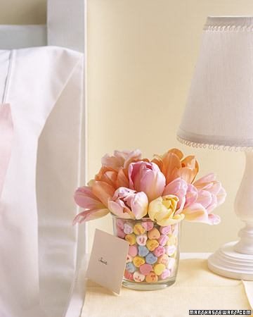 This arrangement speaks for itself Pastel candy hearts pair nicely with