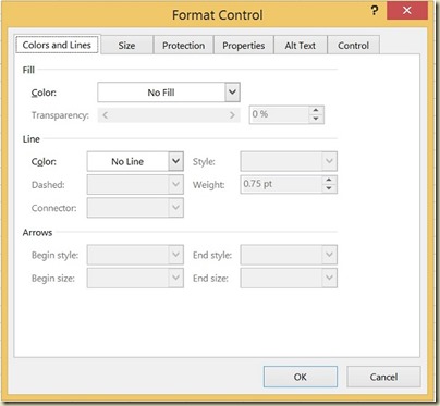 Form Controls in Excel - Check Box Empty Dialogue Box