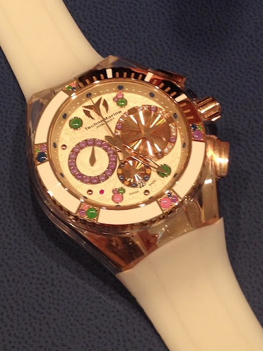 I loved this style from Technomarine. The cabachon stones make it elegant but with a rubber band it's something you can wear everyday and through most any activity. I loved this style from Technomarine. The cabachon stones make it elegant but with a rubber band it's something you can wear everyday and through most any activity.