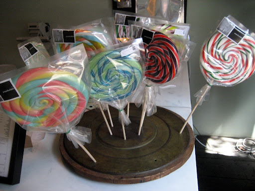 Even the lollipops can be personalized with monograms and names.  They also make pops in the shapes of people and numbers.