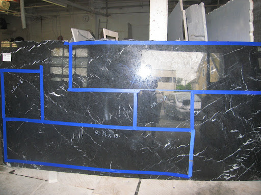 Here is the slab, marked up for both tables and credenzas.