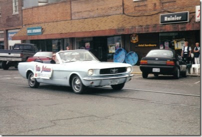 12 1966 Ford Mustang Convertible with State Representative Betsy Johnson in the Rainier Days in the Park Parade on July 8, 2000