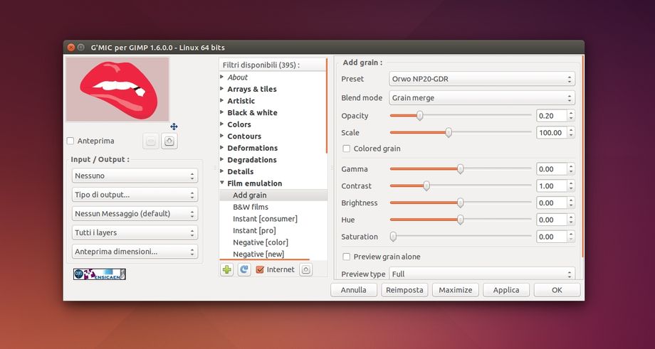 G'MIC 1.6.0 in Ubuntu