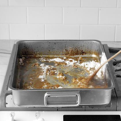 Add 1/2 cup flour and stir to combine. Continue to cook until flour mixture is bubbling and smooth. This is your thickener (also called a roux). Add 1/2 cup flour and stir to combine. Continue to cook until flour mixture is bubbling and smooth. This is your thickener (also called a roux).
