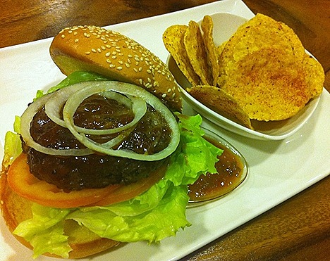 Charly T's CT's Beef Burger with Chips Nomu 112 Katong Salad bar juice drinks menu live soccer matches alfresco dining indoor