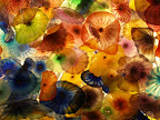 A ceiling of blown-glass flowers at the Bellagio.