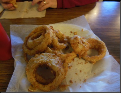 LARRAPIN good onion rings (I forgot and ate some before the picture); at the Corner Cafe; Cabool, MO