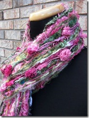 Skinny Pink and Green Scrappy Scarf