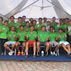 The excited Herbalife Marco Polo Cycling Team after the finish of stage 5 in Port Dickinson with Herbalife Distributors. (photo: Henk Schipper)