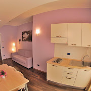 Cucina-soggiorno con divano-letto / Kitchen-living room with sofa bed fisheye