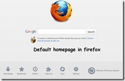 Default homepage in firefox