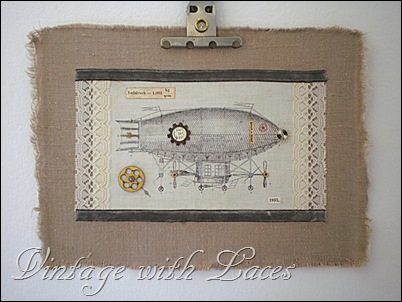 Steampunk Fish Collage - Vintage with Laces