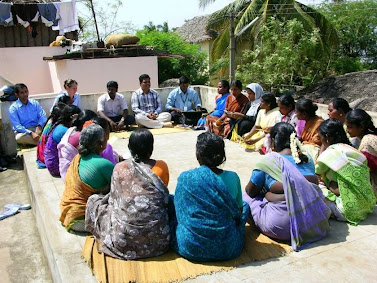 India: Aparna Dalal observing weekly meeting of borrowers for a microfinance institution in South India. Photo credit: Aparna Dalal