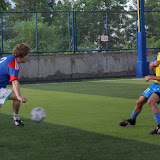 Morning Star vs Shakers FC. 3-goal scorer Einar Bangstad takes on the opposition