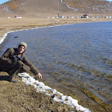 Testing out the water: decidedly cold and certainly not worth bathing in.