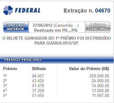 Loteria federal de 27/06/2012 Loteria federal de 27/06/2012