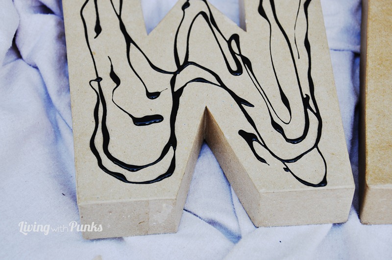 Faux metal letters