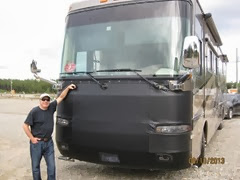 Collins in front of RV