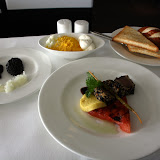 Zensai Sanshu: Caviar with all the fixings and a starter of seared tuna with grilled watermelon