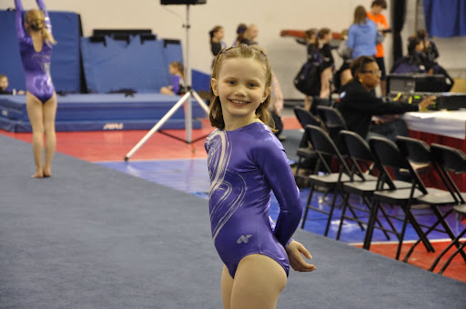 Natalie practicing before the floor routine.