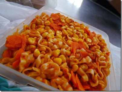 spicy noodle with carrot and corn