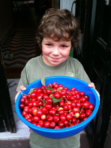 My son, Leo, with the crop.