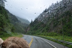 rainy morning as we backtrack up Keystone Canyon from Valdez