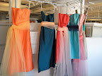 Our bridesmaids dresses and tulle sashes. We hung them up and tried some color combos before the shoot.