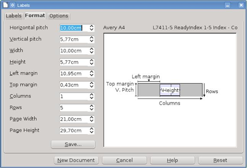 LibreOffice 3.6 Beta 1 widget etichette