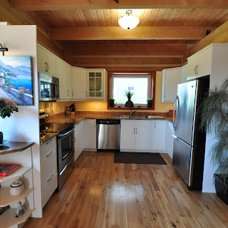 Kitchen of Ecolog how home in Central Saanich